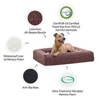 Memory Foam Dog Bed - Boucle Speckle Red