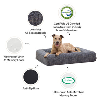 Memory Foam Dog Bed - Boucle Speckle Blue