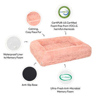 Memory Foam Dog Bed - Shag Pink