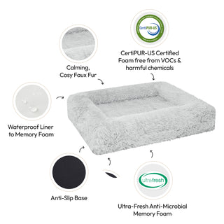 Memory Foam Dog Bed - Shag Grey