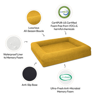 Memory Foam Dog Bed - Boucle Mustard