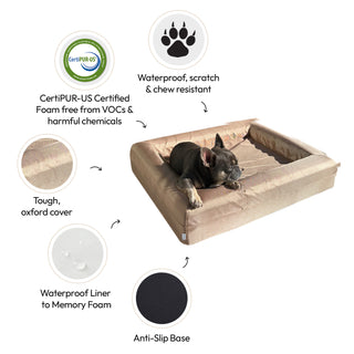 Memory Foam Dog Bed - Armour Beige