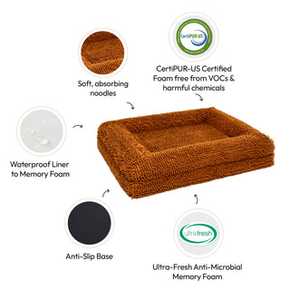 Memory Foam Dog Bed - Noodle Rust