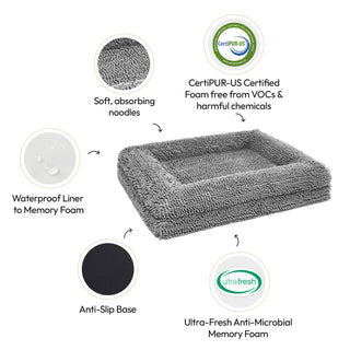 Memory Foam Dog Bed - Noodle Charcoal Grey