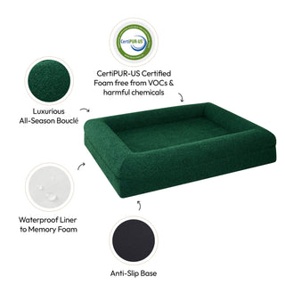 Memory Foam Dog Bed - Boucle Forest Green