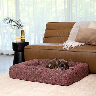 Memory Foam Dog Bed - Boucle Speckle Red