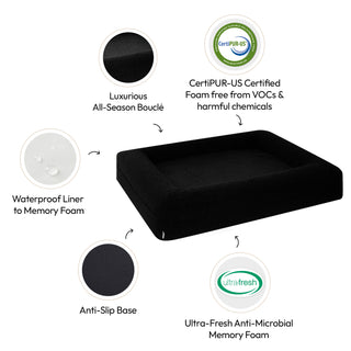 Memory Foam Dog Bed - Boucle Nero